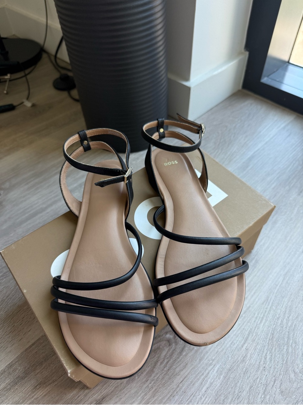 BOSS Leather Flat Sandals